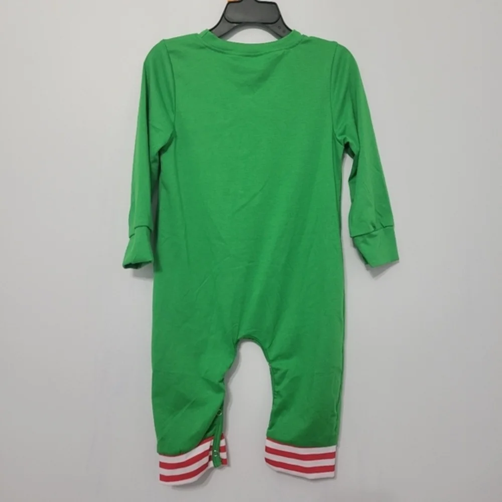 Toddler‎ Kids Santa Christmas Bodysuit Green White Red Stripe Size 2T Unisex
